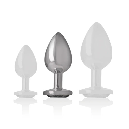INTENSE - PLUG ANAL METAL ALUMINIO CON CRISTAL NEGRO TALLA M - Nuvica