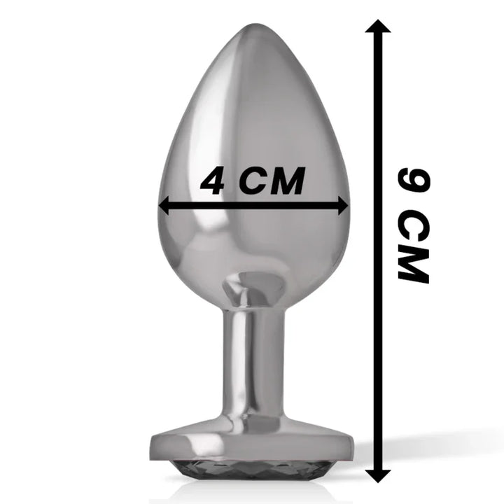 INTENSE - PLUG ANAL METAL ALUMINIO CON CRISTAL NEGRO TALLA L - Nuvica