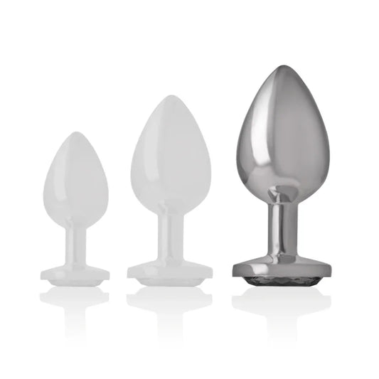 INTENSE - PLUG ANAL METAL ALUMINIO CON CRISTAL NEGRO TALLA L - Nuvica
