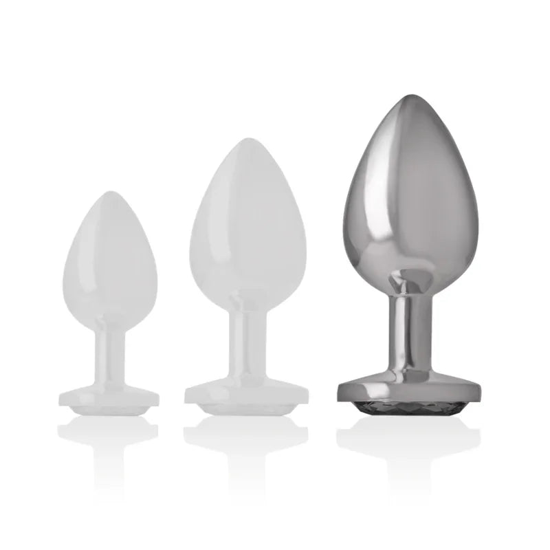 INTENSE - PLUG ANAL METAL ALUMINIO CON CRISTAL NEGRO TALLA L - Nuvica