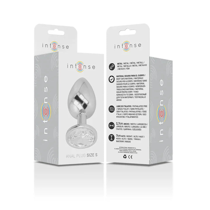 INTENSE - PLUG ANAL METAL ALUMINIO CON CRISTAL PLATA TALLA S - Nuvica