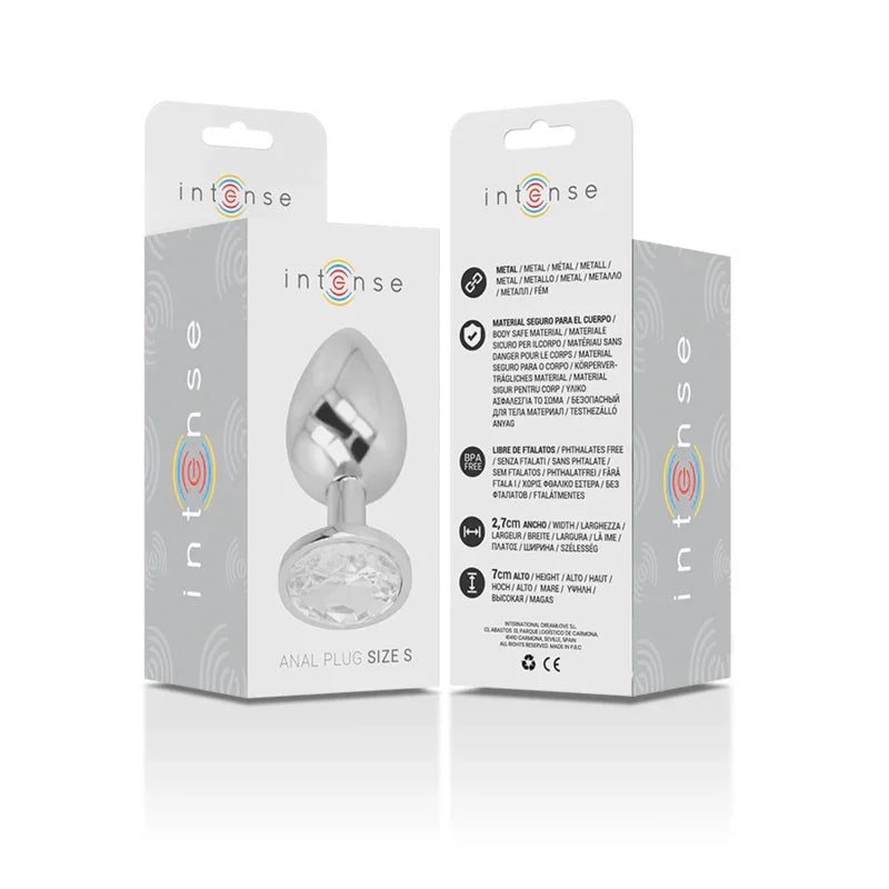 INTENSE - PLUG ANAL METAL ALUMINIO CON CRISTAL PLATA TALLA S - Nuvica