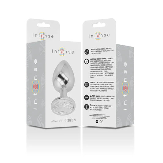 INTENSE - PLUG ANAL METAL ALUMINIO CON CRISTAL PLATA TALLA S - Nuvica
