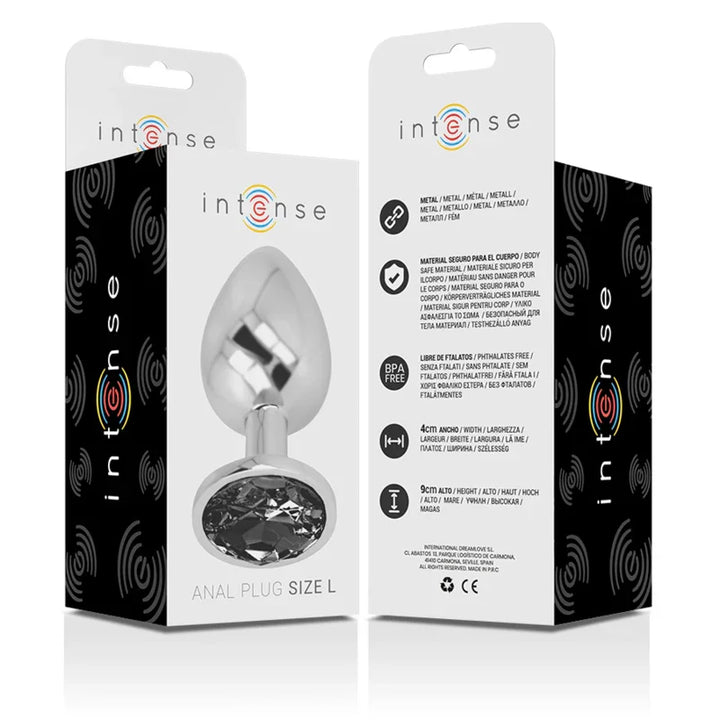 INTENSE - PLUG ANAL METAL ALUMINIO CON CRISTAL NEGRO TALLA L - Nuvica