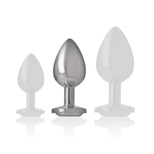 INTENSE - PLUG ANAL METAL ALUMINIO CON CRISTAL PLATA TALLA M - Nuvica