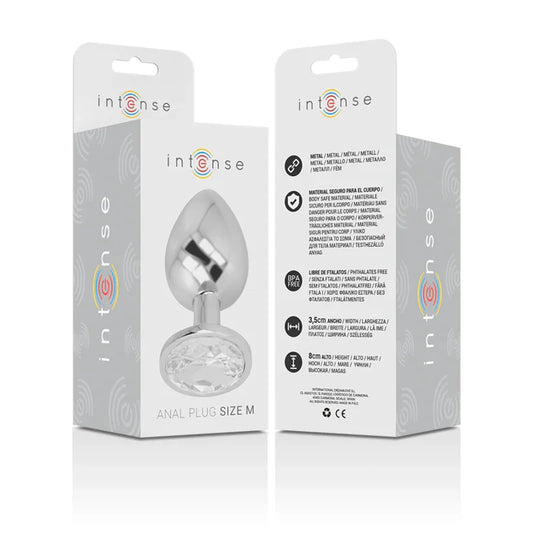 INTENSE - PLUG ANAL METAL ALUMINIO CON CRISTAL PLATA TALLA M - Nuvica