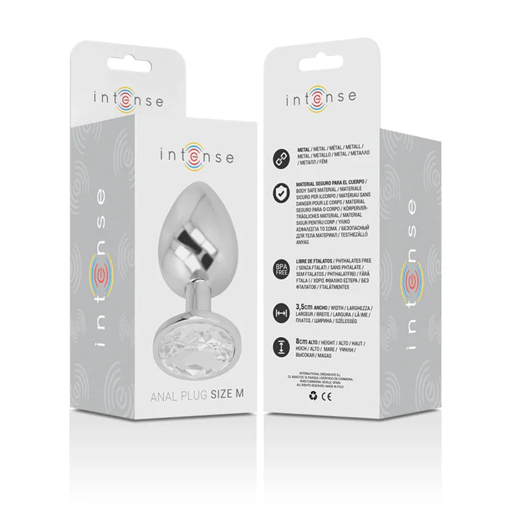 INTENSE - PLUG ANAL METAL ALUMINIO CON CRISTAL PLATA TALLA M - Nuvica