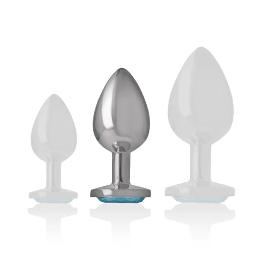 INTENSE - PLUG ANAL METAL ALUMINIO CON CRISTAL AZUL TALLA M - Nuvica