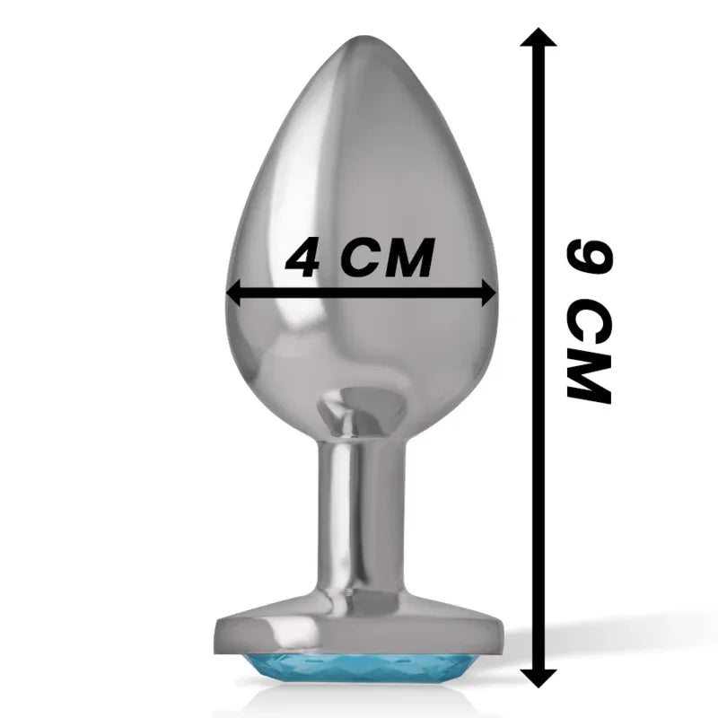 INTENSE - PLUG ANAL METAL ALUMINIO CON CRISTAL AZUL TALLA L - Nuvica