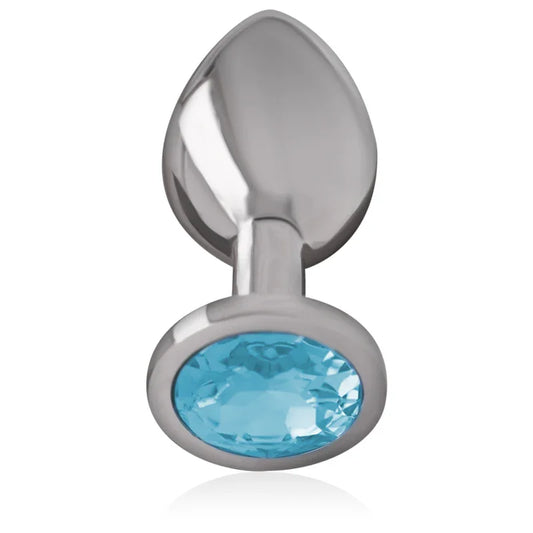 INTENSE - PLUG ANAL METAL ALUMINIO CON CRISTAL AZUL TALLA M - Nuvica