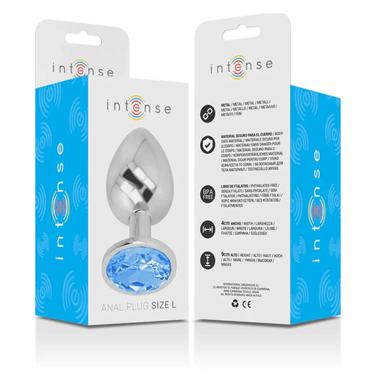 INTENSE - PLUG ANAL METAL ALUMINIO CON CRISTAL AZUL TALLA L - Nuvica