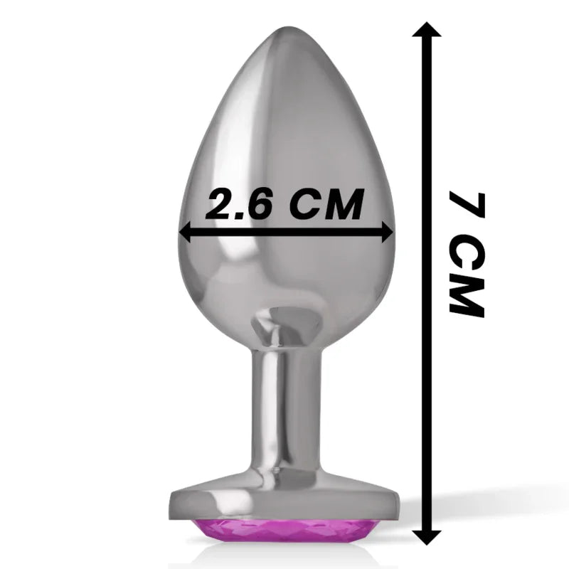 INTENSE - PLUG ANAL METAL ALUMINIO CON CRISTAL ROSA TALLA S - Nuvica