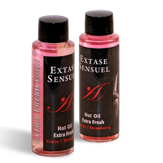 EXTASE SENSUAL - ACEITE MASAJE EFECTO EXTRA FRESH FRESA 100 ML - Nuvica