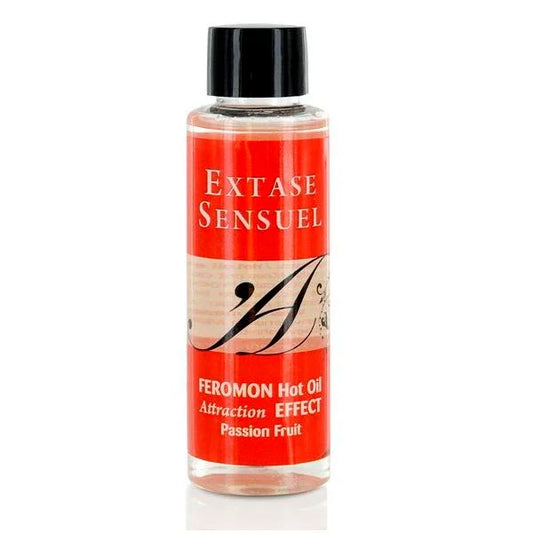 EXTASE SENSUAL - ACEITE MASAJE EFECTO CALOR CON FEROMONAS FRUTA DE LA PASION 100 ML - Nuvica