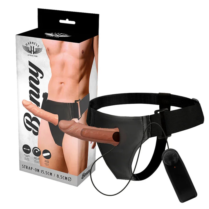 HARNESS ATTRACTION - ARNÉS HUECO BENNY CON VIBRADOR 15 CM -O- 4.5 CM - Nuvica