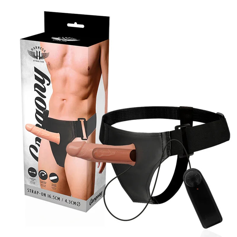 HARNESS ATTRACTION - ARNÉS HUECO GREGORY CON VIBRADOR 16.5 CM -O- 4.3 CM - Nuvica