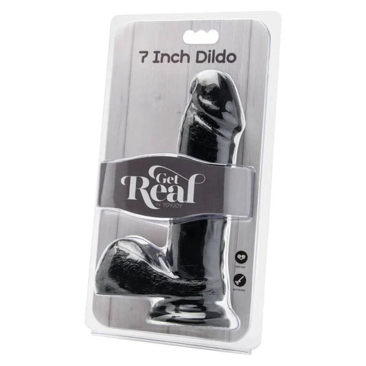 GET REAL - DILDO 18 CM CON TESTÍCULOS NEGRO - Nuvica
