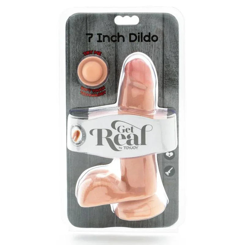 GET REAL - DUAL DENSITY DILDO 12 CM CON TESTÍCULOS NATURAL - Nuvica