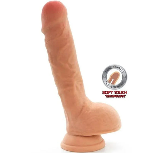 GET REAL - DUAL DENSITY DILDO 25,5 CM CON TESTÍCULOS NATURAL - Nuvica