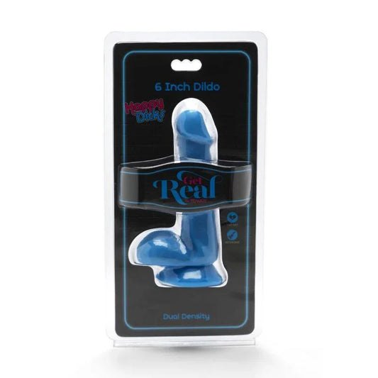 GET REAL - HAPPY DICKS DILDO 12 CM CON TESTÍCULOS AZUL - Nuvica