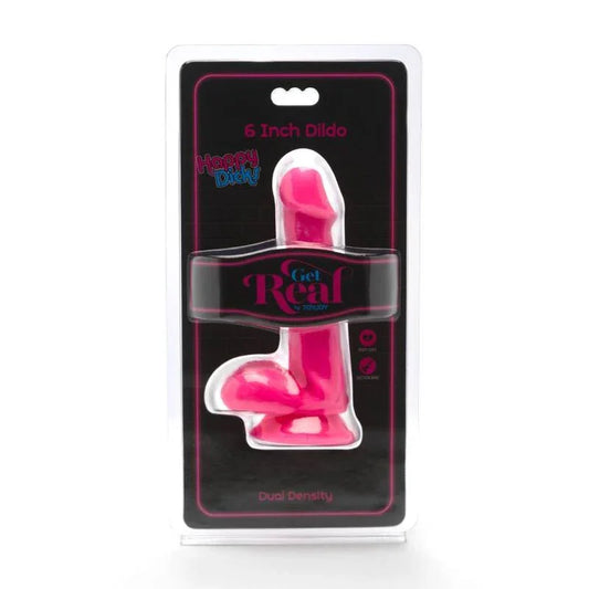 GET REAL - HAPPY DICKS DILDO 12 CM CON TESTÍCULOS ROSA - Nuvica