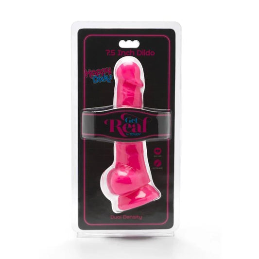 GET REAL - HAPPY DICKS 19 CM CON TESTÍCULOS ROSA - Nuvica