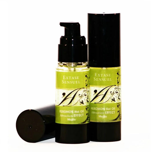 EXTASE SENSUAL - ACEITE MASAJE EFECTO CALOR CON FEROMONAS MOJITO 30 ML - Nuvica