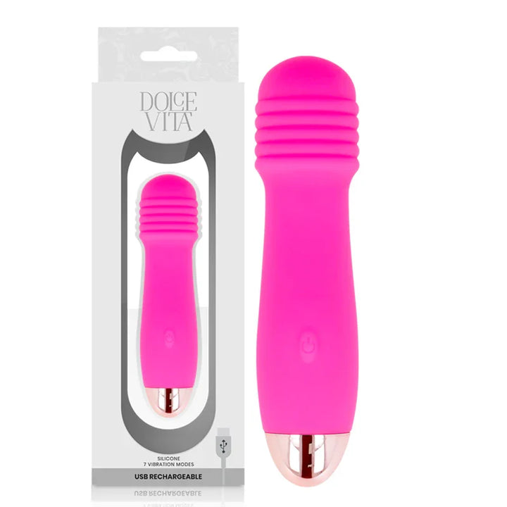 DOLCE VITA - VIBRADOR RECARGABLE THREE ROSA 7 VELOCIDADES - Nuvica