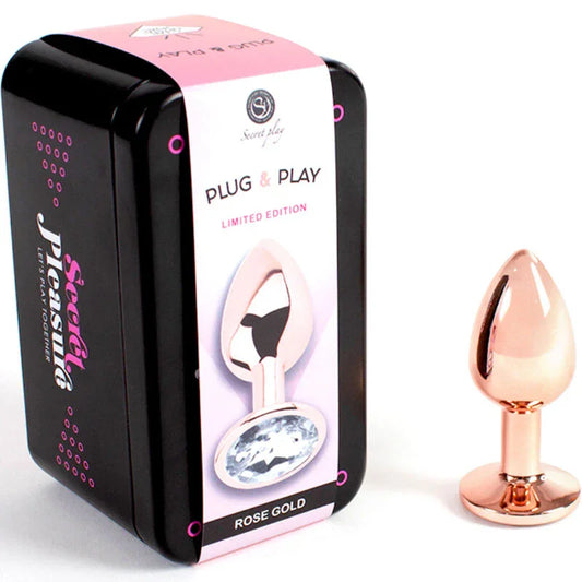 SECRETPLAY - METAL BUTT PLUG ORO ROSA TALLA S 7 CM - Nuvica