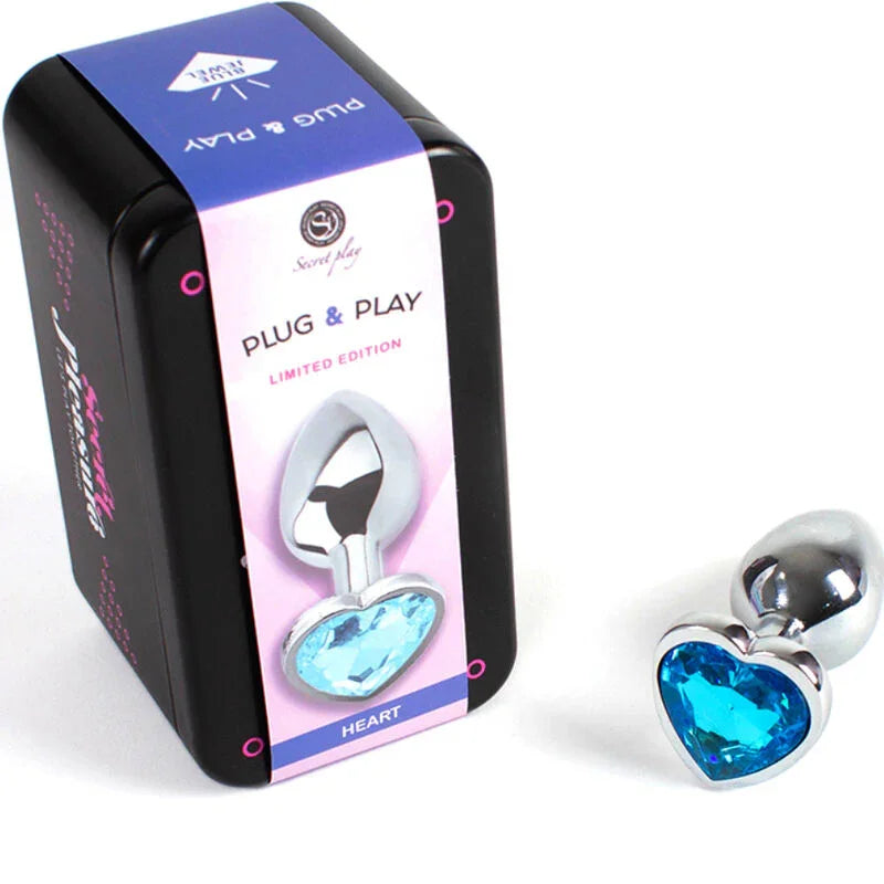SECRETPLAY - METAL BUTT PLUG CORAZÓN AZUL TALLA S 7 CM - Nuvica