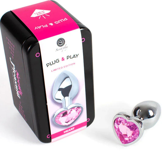 SECRETPLAY - METAL BUTT PLUG CORAZÓN FUCSIA TALLA S 7 CM - Nuvica