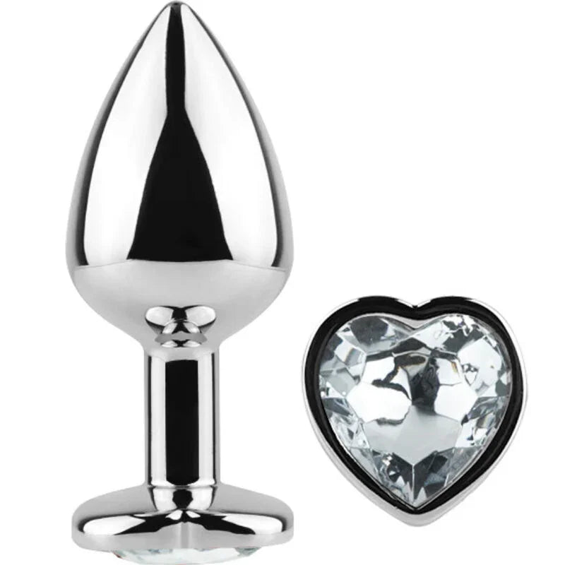 SECRETPLAY - METAL BUTT PLUG CORAZÓN TRANSPARENTE TALLA S 7 CM - Nuvica