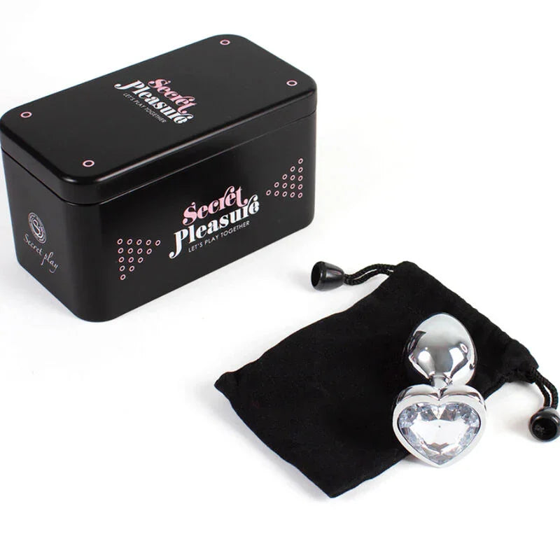 SECRETPLAY - METAL BUTT PLUG CORAZÓN TRANSPARENTE TALLA S 7 CM - Nuvica