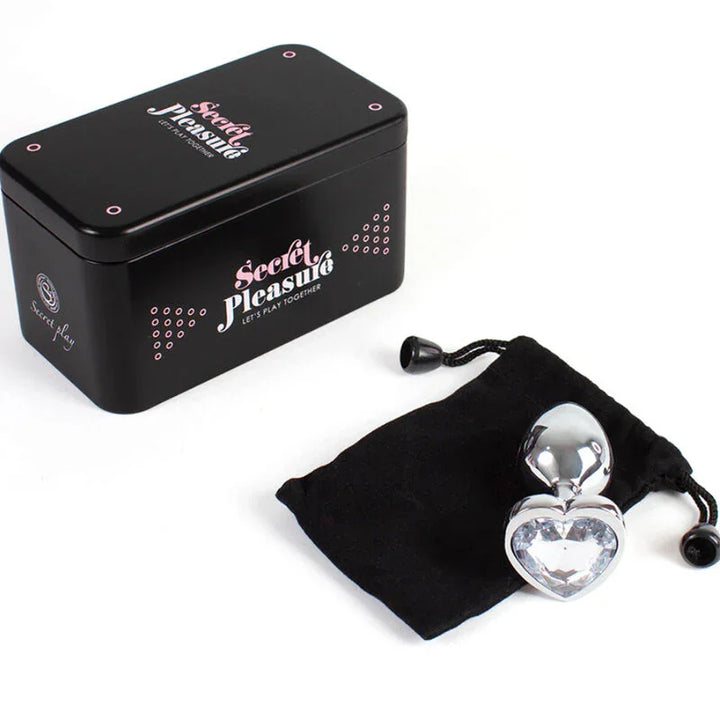SECRETPLAY - METAL BUTT PLUG CORAZÓN TRANSPARENTE TALLA S 7 CM - Nuvica