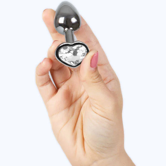 SECRETPLAY - METAL BUTT PLUG CORAZÓN TRANSPARENTE TALLA S 7 CM - Nuvica