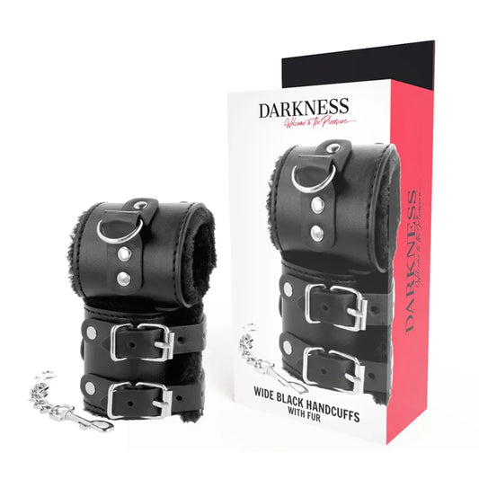 DARKNESS - ESPOSAS CUERO CON FORRO AJUSTABLES NEGRO - Nuvica