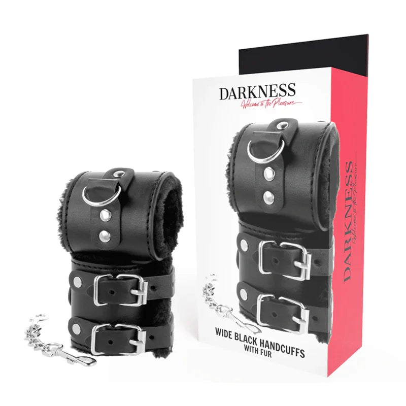 DARKNESS - ESPOSAS CUERO CON FORRO AJUSTABLES NEGRO - Nuvica