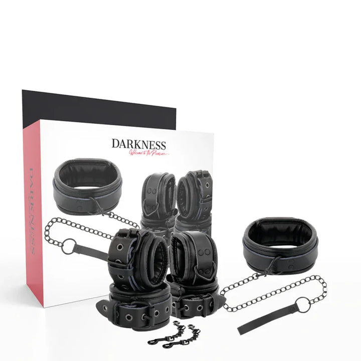 DARKNESS - ESPOSAS Y COLLAR DE CUERO NEGRO - Nuvica