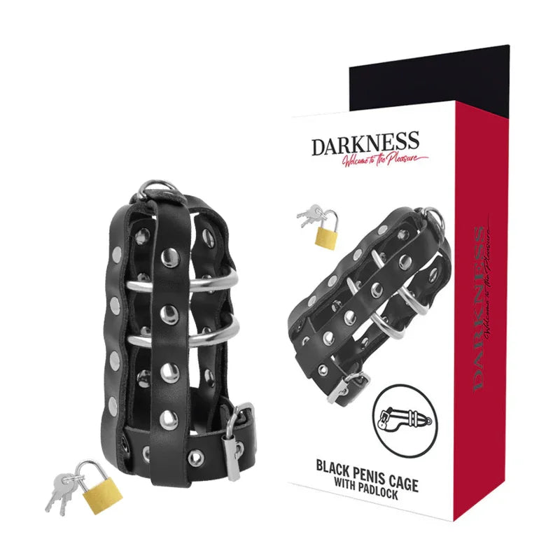 DARKNESS - JAULA CASTIDAD CUERO CON CANDADO - Nuvica