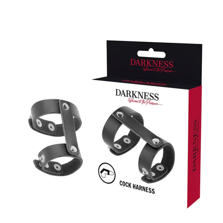 DARKNESS - ANILLO PENE Y TESTÍCULOS AJUSTABLE LEATHER - Nuvica