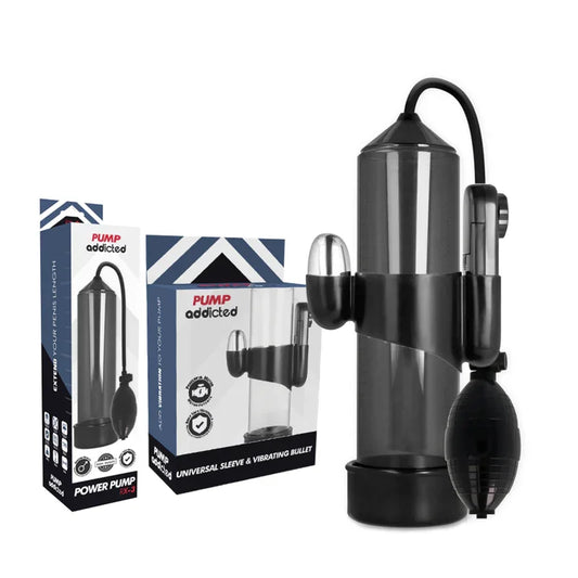 PUMP ADDICTED - BOMBA ERECCIÓN RX3 NEGRO CON VIBRADOR - Nuvica