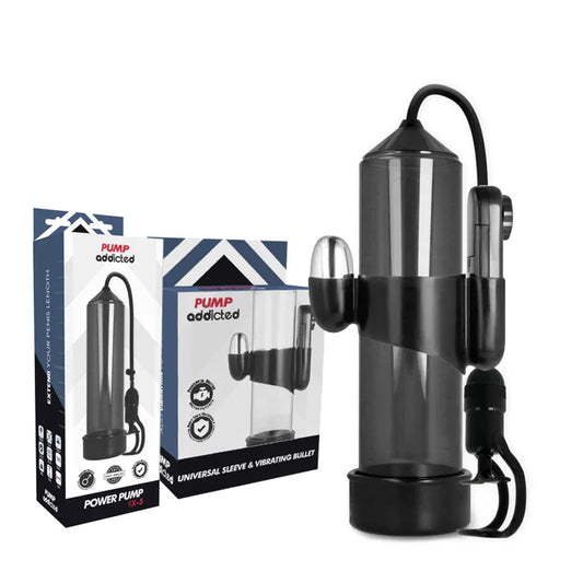 PUMP ADDICTED - BOMBA ERECCIÓN RX5 NEGRO CON VIBRADOR - Nuvica