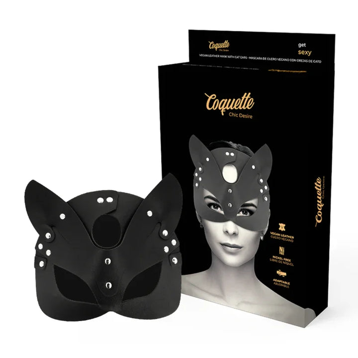 COQUETTE CHIC DESIRE - MASCARA CUERO VEGANO CON OREJAS DE GATO - Nuvica