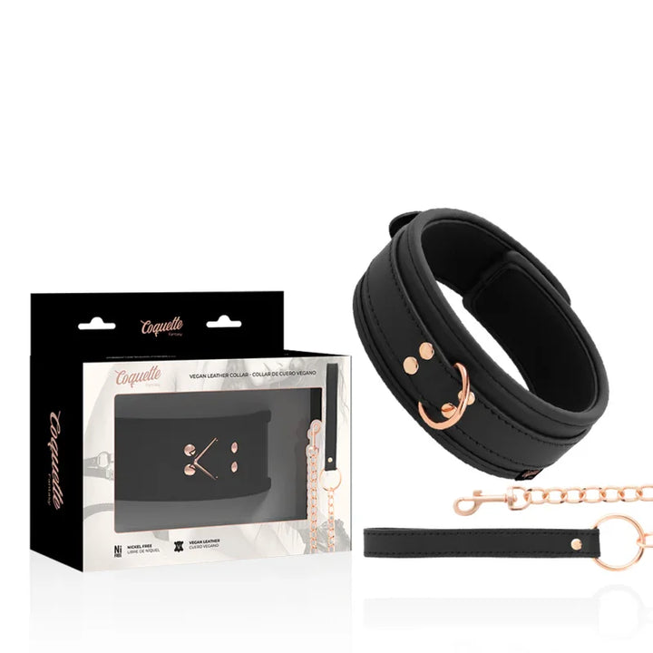 COQUETTE CHIC DESIRE - FANTASY COLLAR CUERO VEGANO CON CORREA Y FORRO DE NEOPRENO - Nuvica
