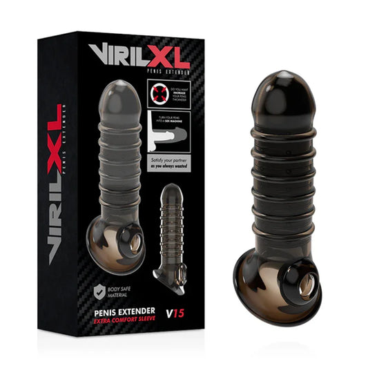 VIRILXL - EXTENSION Y FUNDA DE PENE V15 NEGRO - Nuvica