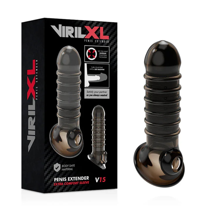 VIRILXL - EXTENSION Y FUNDA DE PENE V15 NEGRO - Nuvica