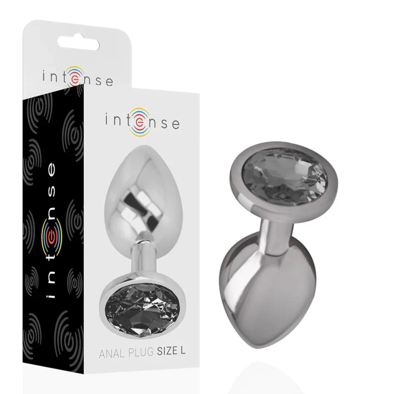 INTENSE - PLUG ANAL METAL ALUMINIO CON CRISTAL NEGRO TALLA L - Nuvica