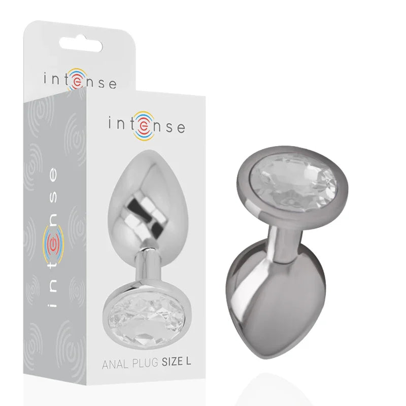 INTENSE - PLUG ANAL METAL ALUMINIO CON CRISTAL PLATA TALLA L - Nuvica