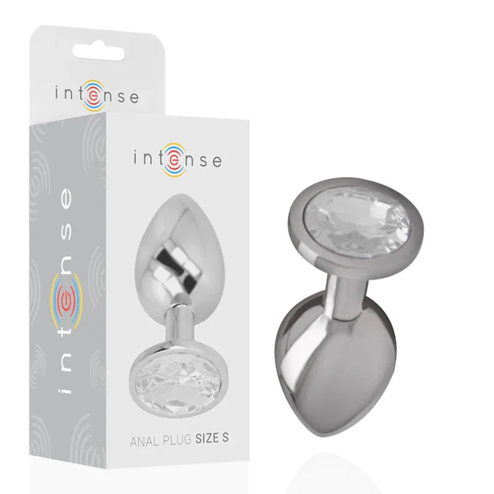 INTENSE - PLUG ANAL METAL ALUMINIO CON CRISTAL PLATA TALLA S - Nuvica