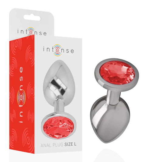 INTENSE - PLUG ANAL METAL ALUMINIO CON CRISTAL ROJO TALLA L - Nuvica